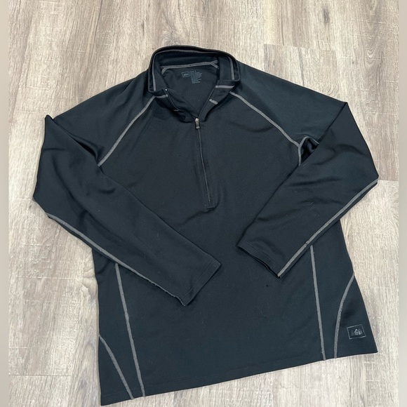 REI Large Thermal Half Zip Black Layer Sweater Pullover Hiking Tactical Top - Picture 4 of 6